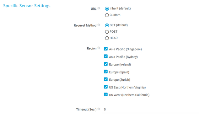 Specific Sensor Settings