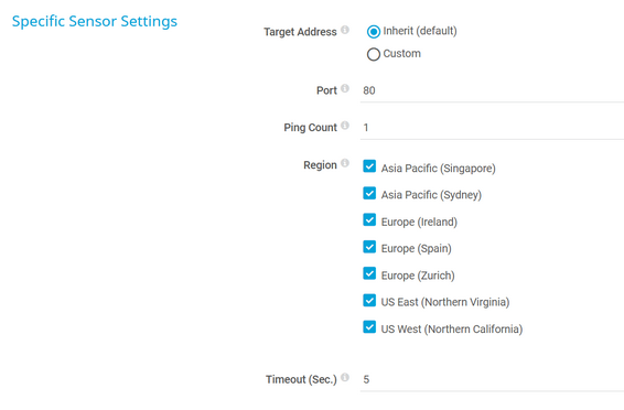 Specific Sensor Settings